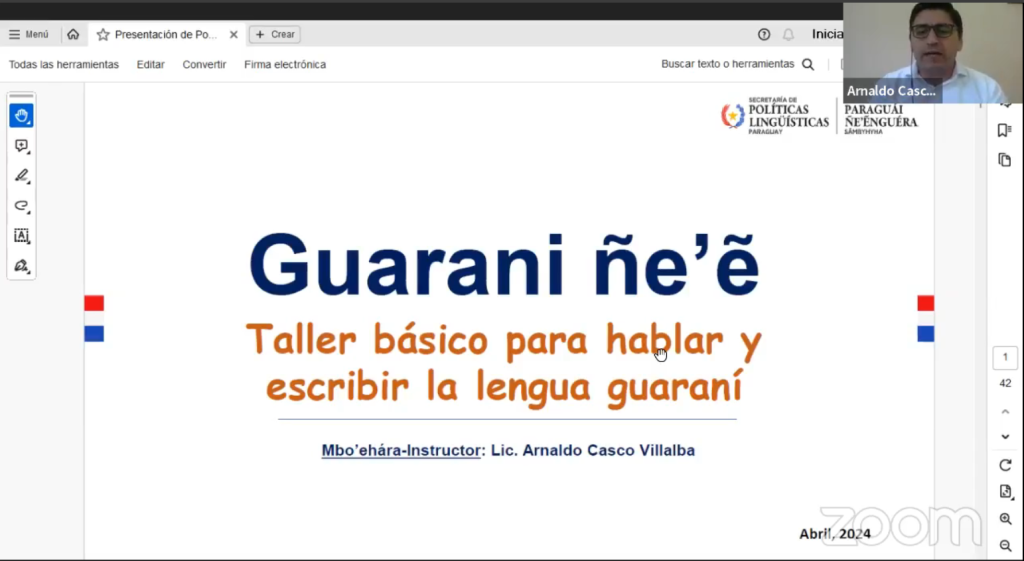 Se realizó la primera sesión del taller básico de guaraní