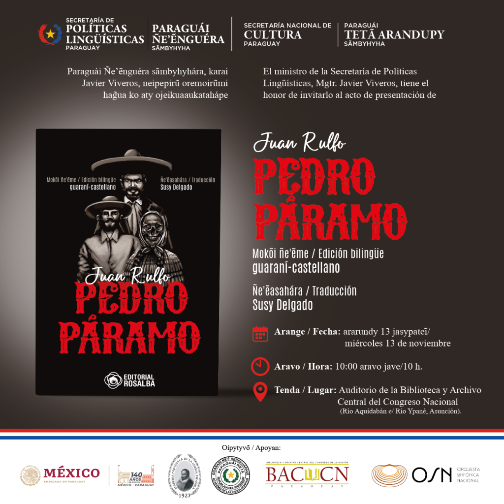 «Pedro Páramo» ojeikuaauka ha oñemyasãita mokõive ñe’ẽtee guaraní ha castellano-me
